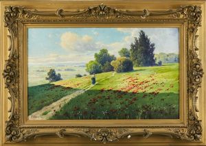 Landskap Med Blomsterang by Fritz Chwala