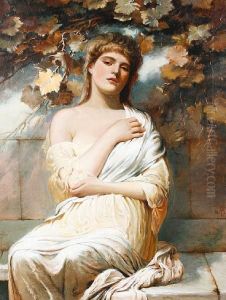 A Classical Woman Seated Below A Vine by Percy Anderson