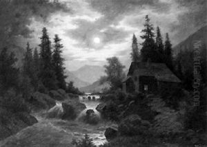 Mondnacht Uber Einer Fluslandschaft Mondnacht Uber Einer Fluslandschaft