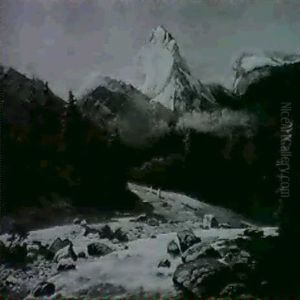 Gebirgsbach, Im Hintergrund Das Matterhorn by Fritz Chwala