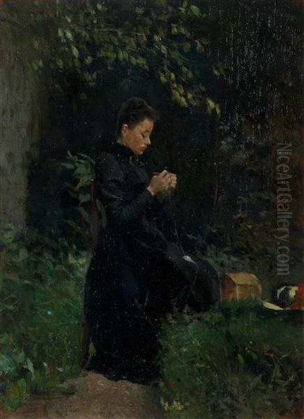 Portrait Of The Artist's Wife, Seated In The Garden - view 1