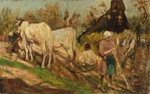 Scena Sull'aia by Cesare Ciani