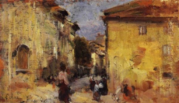 Scorcio Di Paese Con Figure - view 1