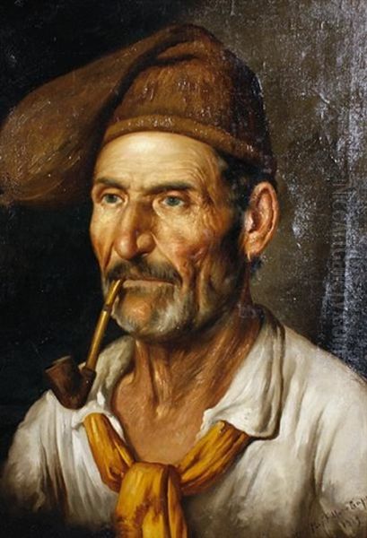 Portrait Of A Man Smoking A Pipe - view 1