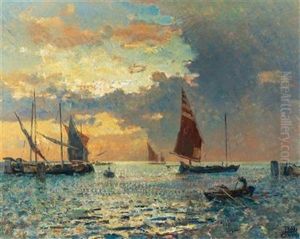 Fishing Boats In The Lagoon by Beppe Ciardi