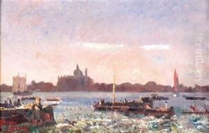 Venice, In The Background With Santa Maria Della Salute by Beppe Ciardi