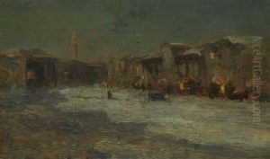 Paesaggio Invernale Con Case Olio Su Tavola Paesaggio Invernale Con Case Olio Su Tavola