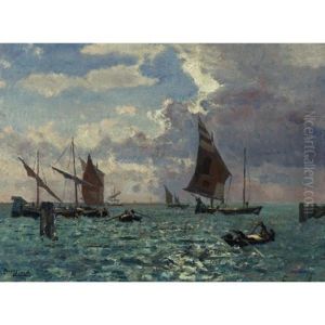 Boats In The Wind Of A Venetian Lagoon Boats In The Wind Of A Venetian Lagoon