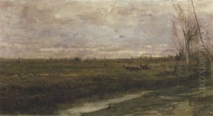 Paesaggio Con Gregge Al Pascolo by Beppe Ciardi