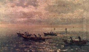 Fisherman In The Venetian Lagoon by Beppe Ciardi