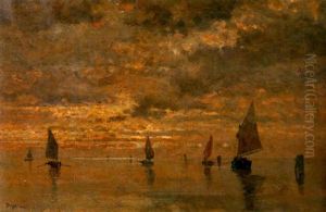 Boats On The Venetian Lagoon by Beppe Ciardi