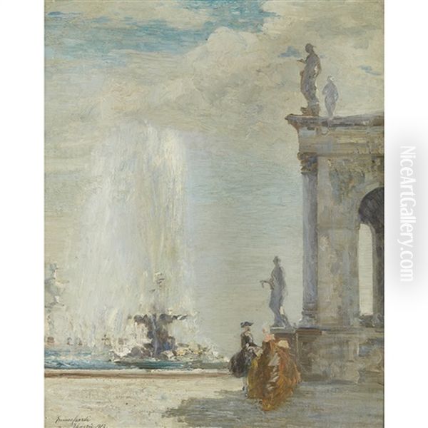 Couple By A Fountain - view 1