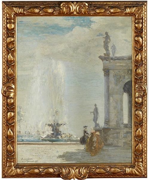 Couple By A Fountain - view 1