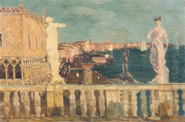 Venice With The Grand Canal And The Doge's Palace, Seen From The National Marciana Library by Emma Ciardi