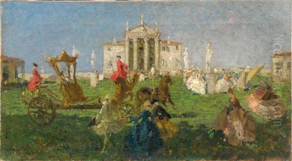 Carriage Ride In Front Of The Villa Capra Bassani In Vicenza - view 1