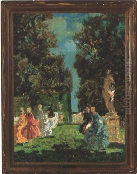 Elegant People In An Italian Garden - view 1