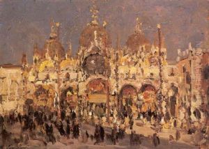 Venezia, Piazza San Marco - Chiesa Al Tramonto by Emma Ciardi
