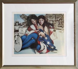 Ladies In Flag by Robert Anderson