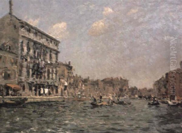 Gondolas On The Grand Canal, Venice by Emma Ciardi