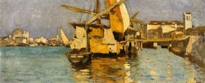 A Sailing Boat On The Canale Della Giudecca by Guglielmo Ciardi