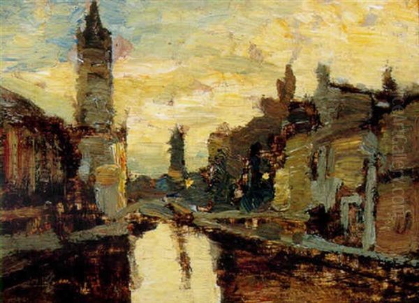 A Venetian Canal At Sunset - view 1