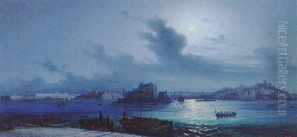 Valetta Harbour By Moonlight, Malta - view 1