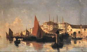 View Of The Venetian Lagoon by Guglielmo Ciardi