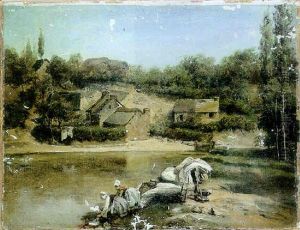 Les Lavandieres, Bord De La Rance by Francois-Edouard Cibot
