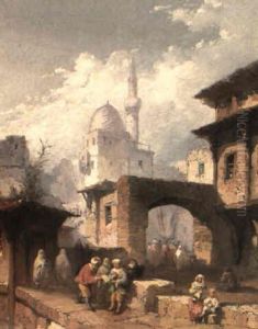 A Market In An Ottoman City by Ernest Ciceri