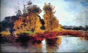 Bord De Riviere Anime by Ernest Ciceri