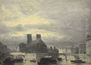 La Seine Et Notre Dame by Eugene Ciceri
