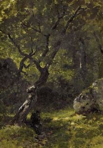 Waldpartie Mit Rastendem by Eugene Ciceri