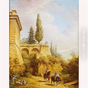 Paisaje Con Campesinos by Eugene Ciceri