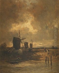 Les Moulins A Vent En Holande by Eugene Ciceri