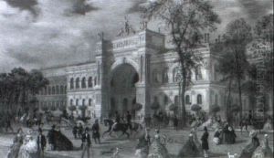 Veduta De Palais De L'industrie A Parigi by Pierre Luc Charles Ciceri