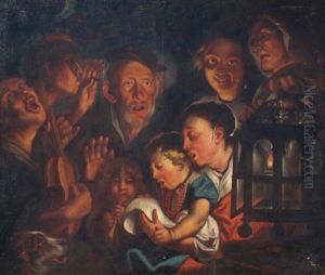 Family In Merriment by Antonio Cifrondi