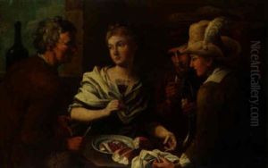 Peasants Seated Around A Table About To Commence A Meal