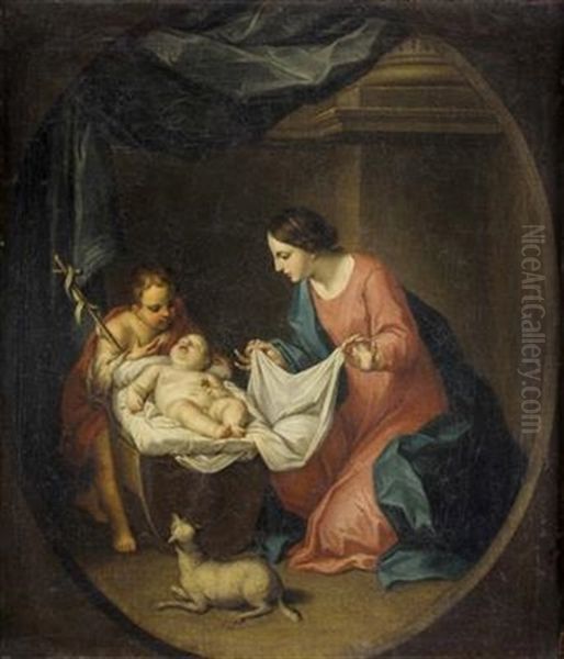 Die Madonna Und Der Kleine Johannes Der Taufer Betrachten Das Schlafende Jesuskind - view 1