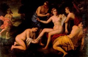 Diana Bathing, Actaeon Metamorphosing Into A Stag In The Background by Carlo Cignani