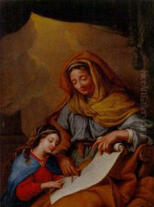 Saint Anne Apprenant A Lire A Sa Fille La Vierge Marie by Carlo Cignani