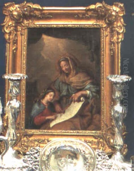 Sainte Anne Apprenant A Lire A Sa Fille La Vierge Marie Enfant - view 1