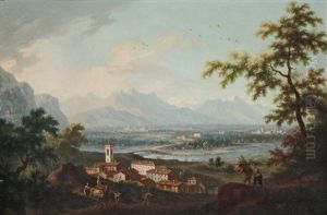 Ansicht Von Robassomero (turin) Mit Dem Stura Di Lanzo Im Hintergrund