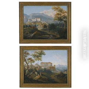 Landscapes Depicting Sabaudi Castles (pair) by Angelo Antonio Cignaroli