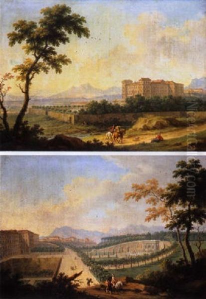 Veduta Del Castello Di Moncalieri Con Viandanti - view 1