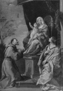 La Vierge A L'enfant Entre Saint Francois D'assise Et Sainte Christine by Giambettino Cignaroli