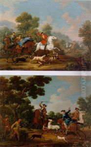 The Wild Boar Hunt by Martino (il Veronese) Cignaroli