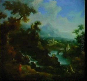Paesaggio Con Un Pittore Che Disegna La Veduta Fluviale