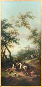 Paesaggio Con Sosta Di Cacciatori In Compagnia Galante by Vittorio Amadeo Cignaroli
