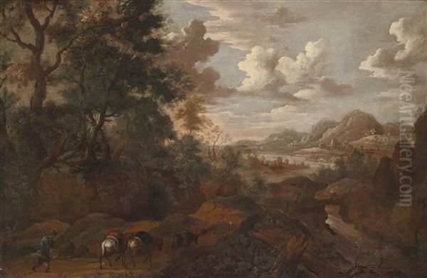 Weite Flusslandschaft Mit Reisenden - view 1