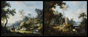 Paesaggio Con Figure E Animali (2 Works) by Vittorio Amadeo Cignaroli